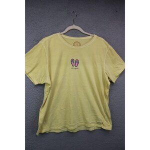 Life is Good Relaxed Fit Short Sleeve Tee Shirt-Size XL-Flip Flops